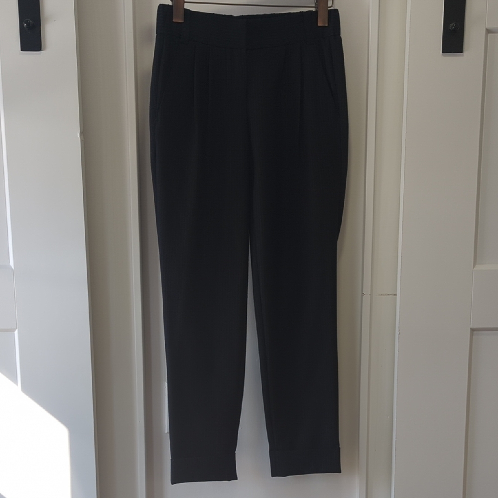 JOE FRESH Navy Blue Pinstripe Trousers with Ankle Cuffs Size 0